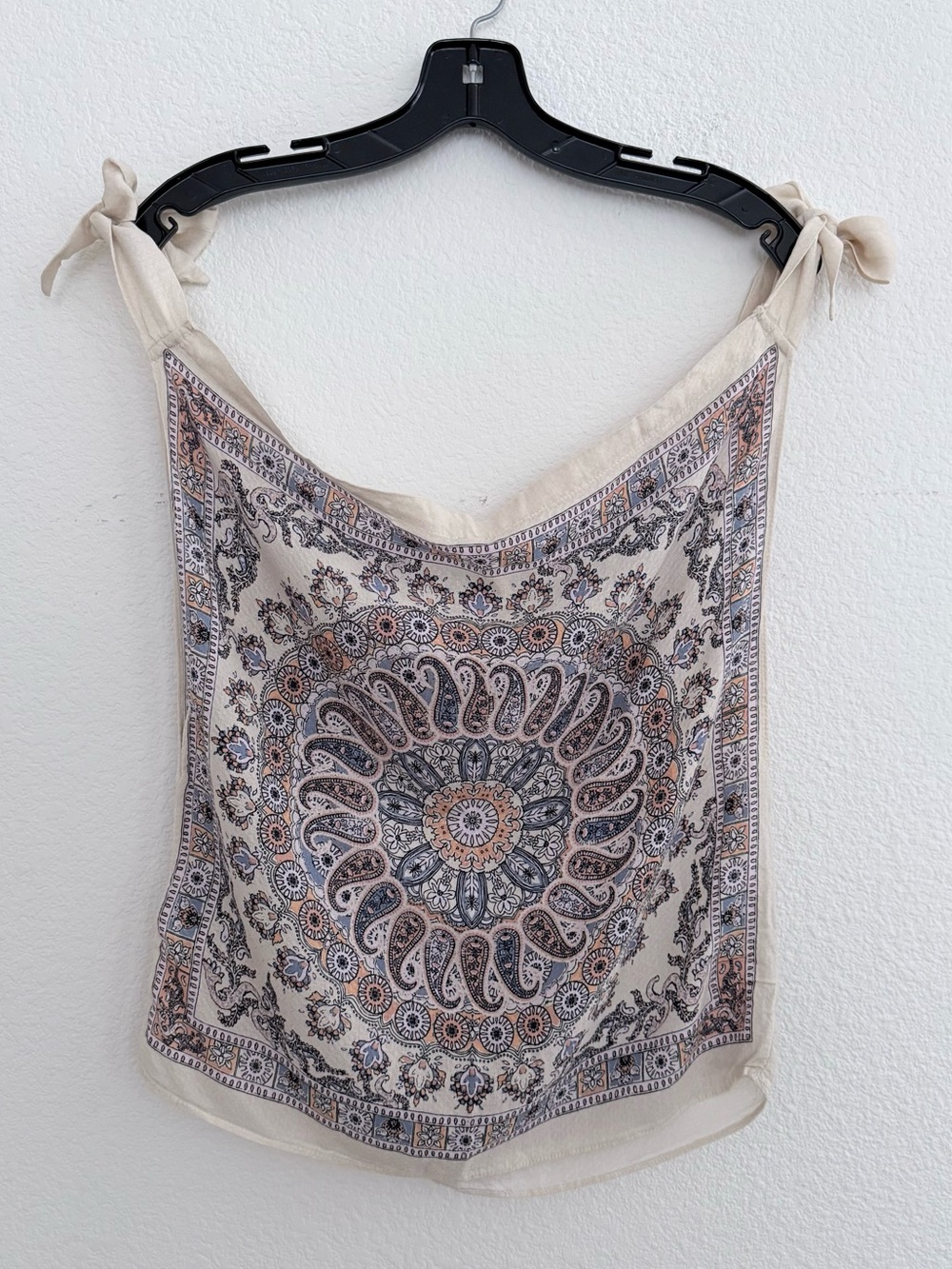 Free People Cream Paisley Medallion Tie-Shoulder Cami